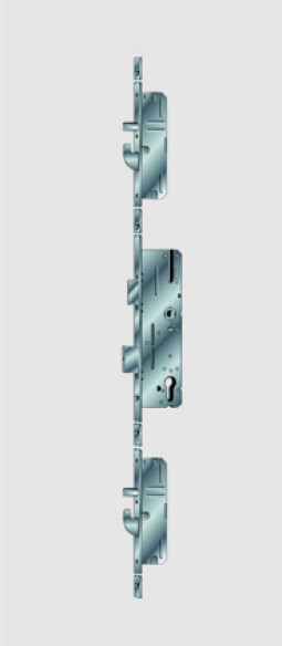 Modell A04.8120Standard 5fach Sicherheits-Türverschluss. 1 Riegel- und 2 Rundbolzen- und 2 Schwenk-Riegel- Arretierung, mit Falle und Wechsel, U-Stulp, Stahl verzinkt, Ausführung nach DIN 18 251 (Standard) Modell A04.8120Standard 5fach Sicherheits-Türverschluss. 1 Riegel- und 2 Rundbolzen- und 2 Schwenk-Riegel- Arretierung, mit Falle und Wechsel, U-Stulp, Stahl verzinkt, Ausführung nach DIN 18 251 (Standard)